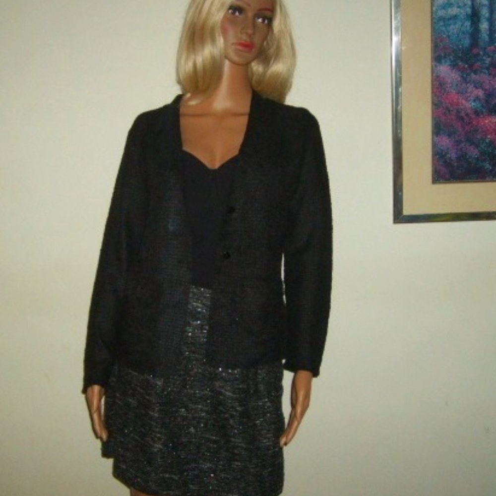 Thin Jacket Pleats Collection Medium Collar Lapel Black Stretchy